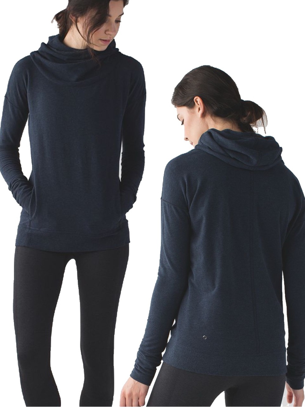 lululemon athletica Navy Stress Less Hooded Pullover Sweatshirt Size 4 EUC